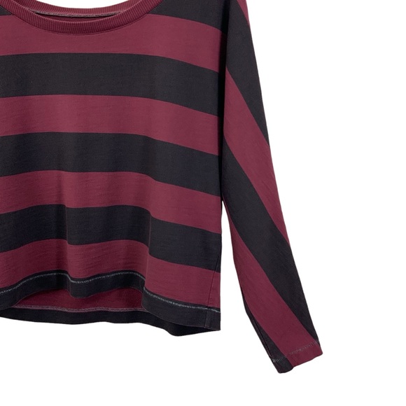 RAG & BONE Long Sleeve Cropped Cotton Terry Sweatshirt Burgundy Black Small A28 - Picture 3 of 8
